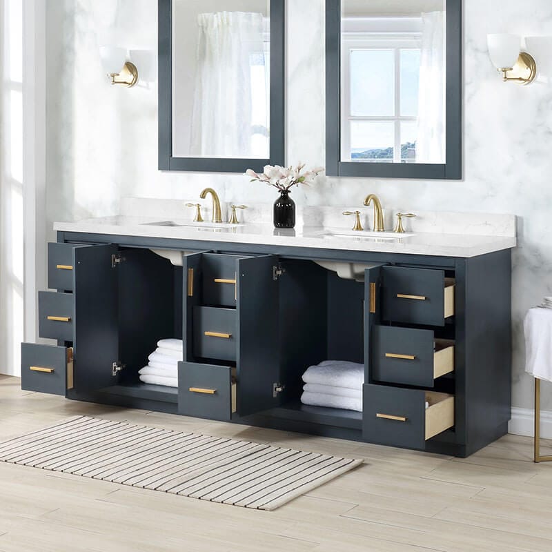 Altair Gazsi 84 Double Bathroom Vanity with Top Classic Blue Open