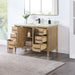 Altair Laurel 48 inch Single Bathroom Vanity with Top Weathered Fir Corner View Open Drawer
