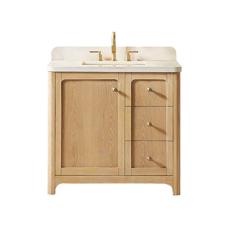 Altair Milner 36 Single Bathroom Vanity with Top Brushed Oak Front View
