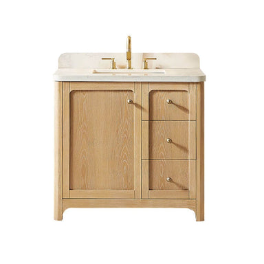 Altair Milner 36 Single Bathroom Vanity with Top Brushed Oak Front View