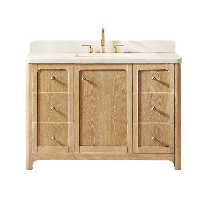 Altair Milner 48 Single Bathroom Vanity with Top Brushed Oak Front View