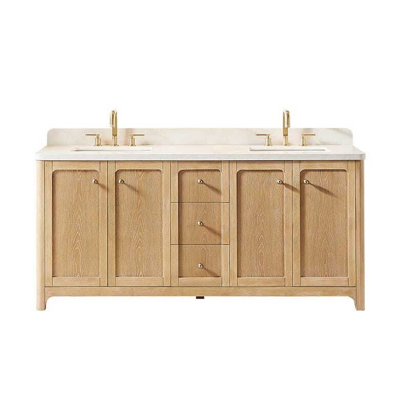 Altair Milner 72 Double Bathroom Vanity with Top Brushed Oak Front View