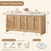 Altair Milner 72 inch Double Bathroom Vanity with Top Brushed Oak Dimension