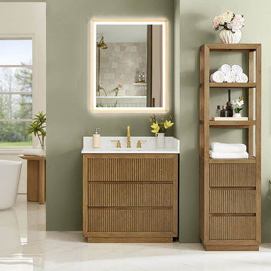 Altair Navan 36 inch Single Bathroom Vanity with Top Weathered Brown Front View
