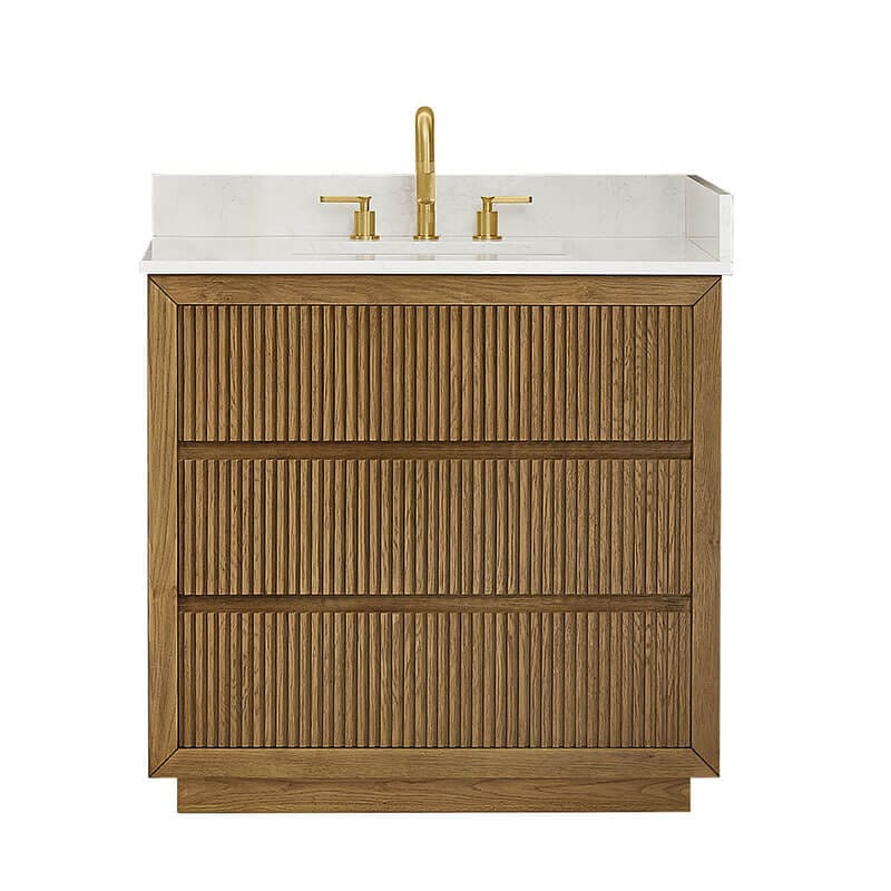 Altair Navan 36 Single Bathroom Vanity with Top Weathered Brown Front View