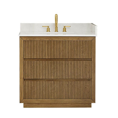 Altair Navan 36 Single Bathroom Vanity with Top Weathered Brown Front View