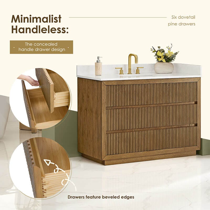 Altair Navan 48 inch Single Bathroom Vanity with Top Weathered Brown Handless