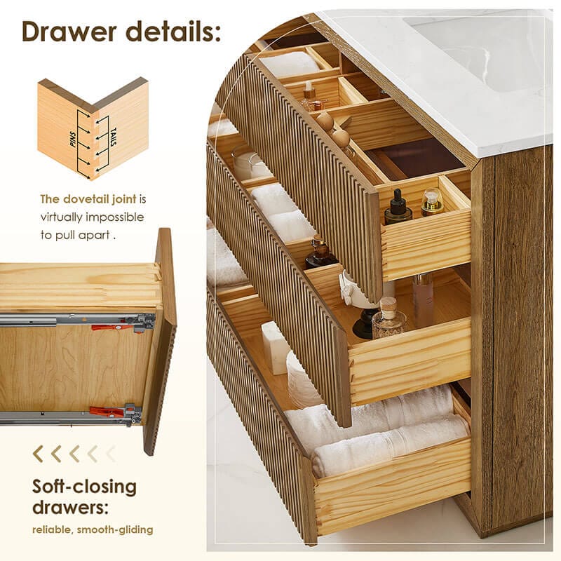 Altair Navan 48 inch Single Bathroom Vanity with Top Weathered Brown Soft Close Drawer