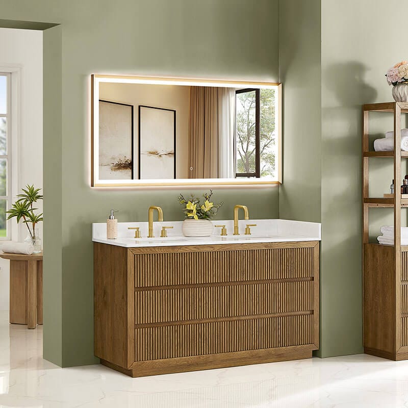 Altair Navan 60 Double Bathroom Vanity with Top Weathered Brown Corner View