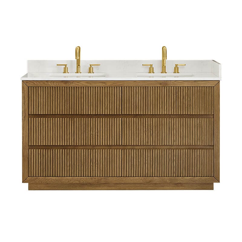 Altair Navan 60 Double Bathroom Vanity with Top Weathered Brown Front View