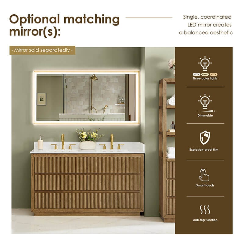 Altair Navan 60 Double Bathroom Vanity with Top Weathered Brown Optional Matching Mirrors