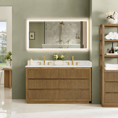 Altair Navan 60 inch Double Bathroom Vanity with Top Weathered Brown Front View