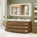 Altair Navan 72 Double Bathroom Vanity with Top Weathered Brown Corner View Open Drawer