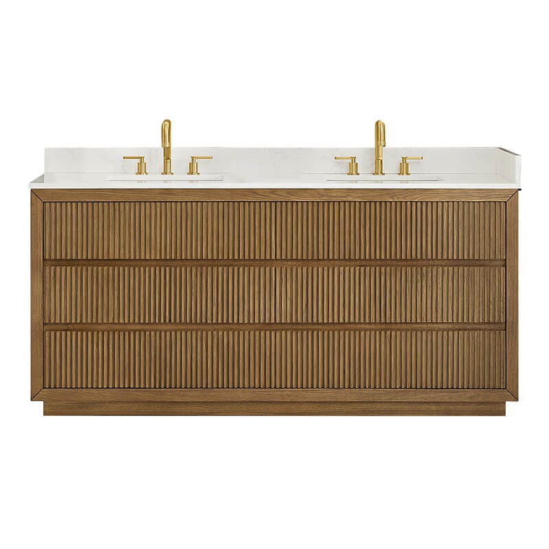 Altair Navan 72 Double Bathroom Vanity with Top Weathered Brown Front View