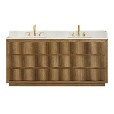 Altair Navan 72 Double Bathroom Vanity with Top Weathered Brown Front View