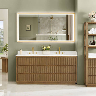 Altair Navan 72 inch Double Bathroom Vanity with Top Weathered Brown Front View
