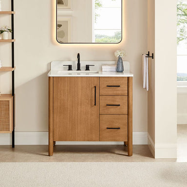 Altair Velora 36 inch Single Bathroom Vanity with Top Mango Brown Front View