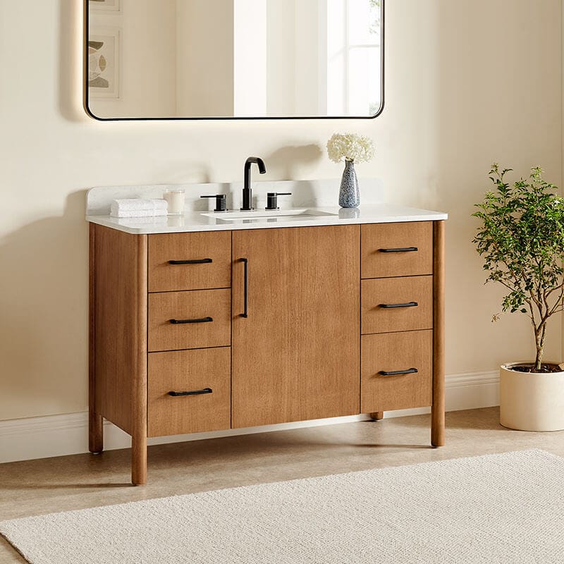 Altair Velora 48 inch Single Bathroom Vanity with Top Mango Brown Countertop