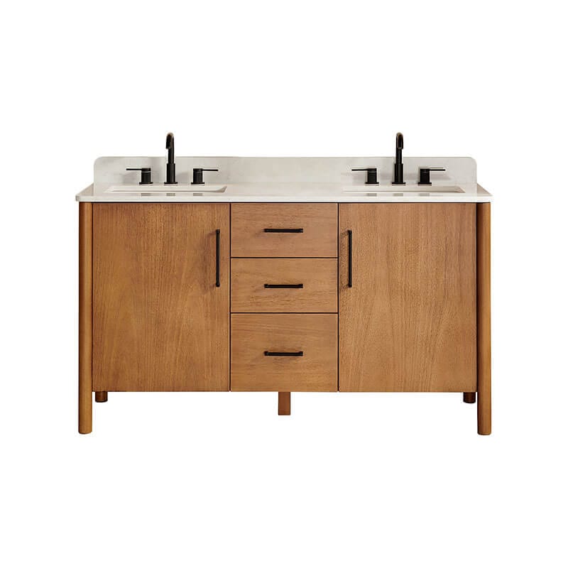 Altair Velora 60 Double Bathroom Vanity with Top Mango Brown Front View