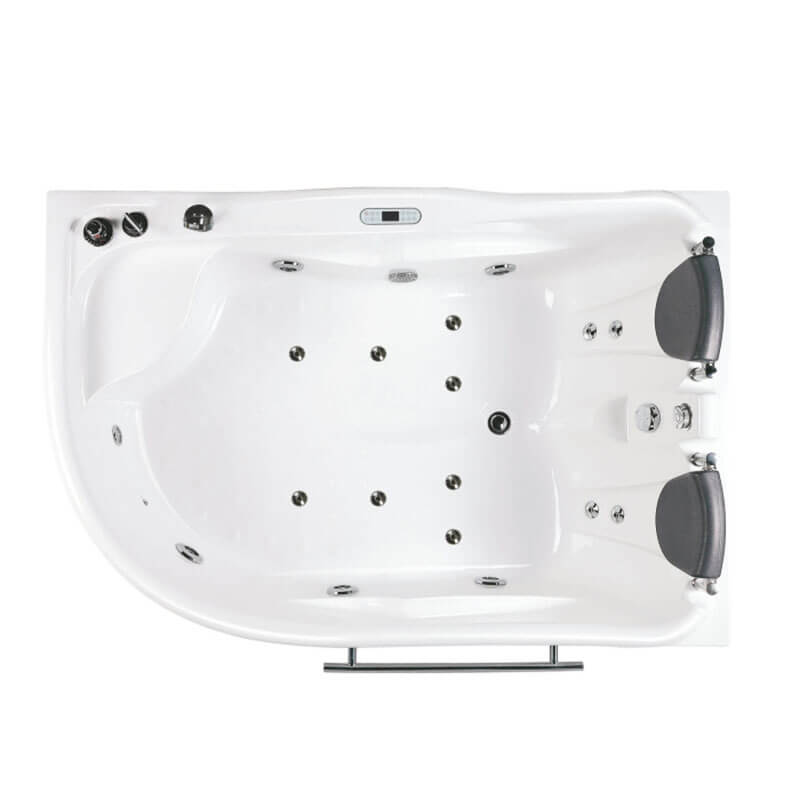 AM124ETL-L 6 ft Right Drain Corner Acrylic White Whirlpool Bathtub for Two Top View