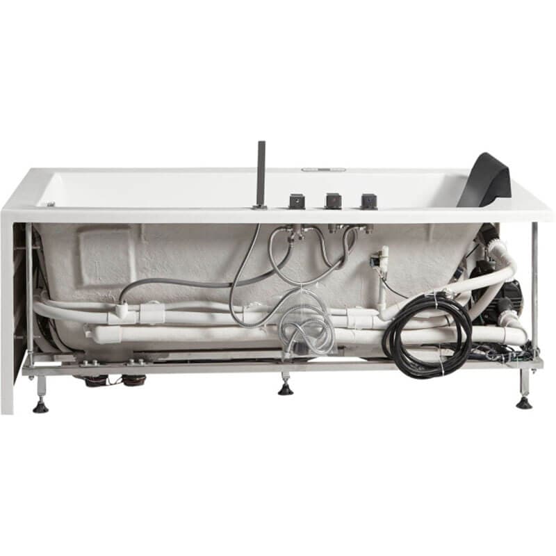 AM154ETL-R5 5 ft Acrylic White Rectangular Whirlpool Bathtub with Fixtures Rear Infrastructure