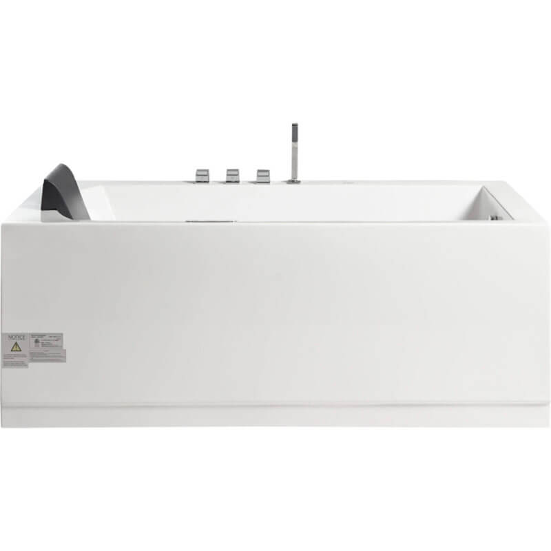 AM154ETL-R5 5 ft Acrylic White Rectangular Whirlpool Bathtub with Fixtures Side View