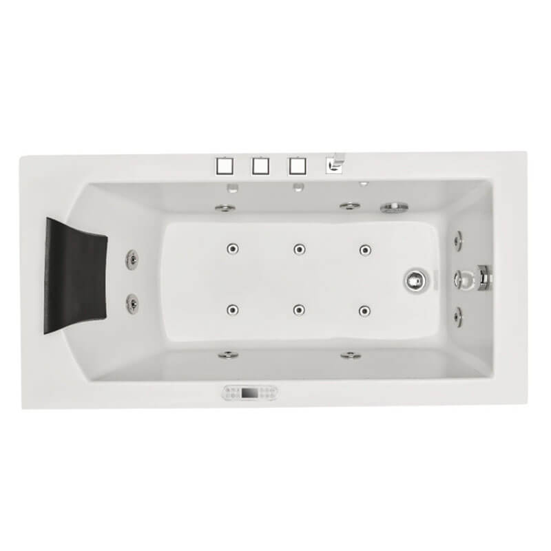 AM154ETL-R5 5 ft Acrylic White Rectangular Whirlpool Bathtub with Fixtures Top View
