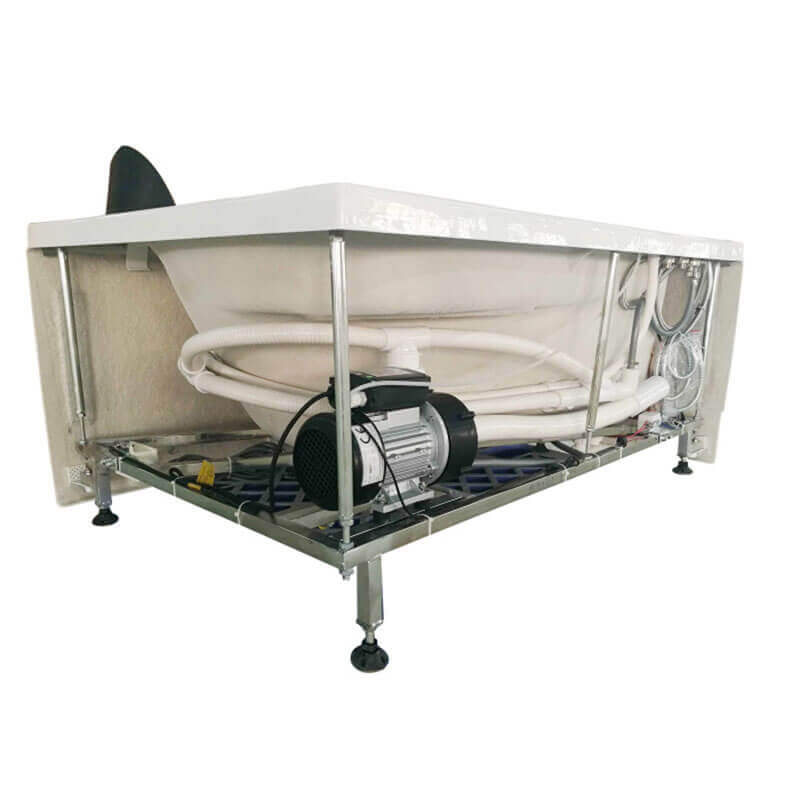 AM161-L 59 Single Person Corner White Acrylic Whirlpool Bathtub Underside Coiled Plumbing