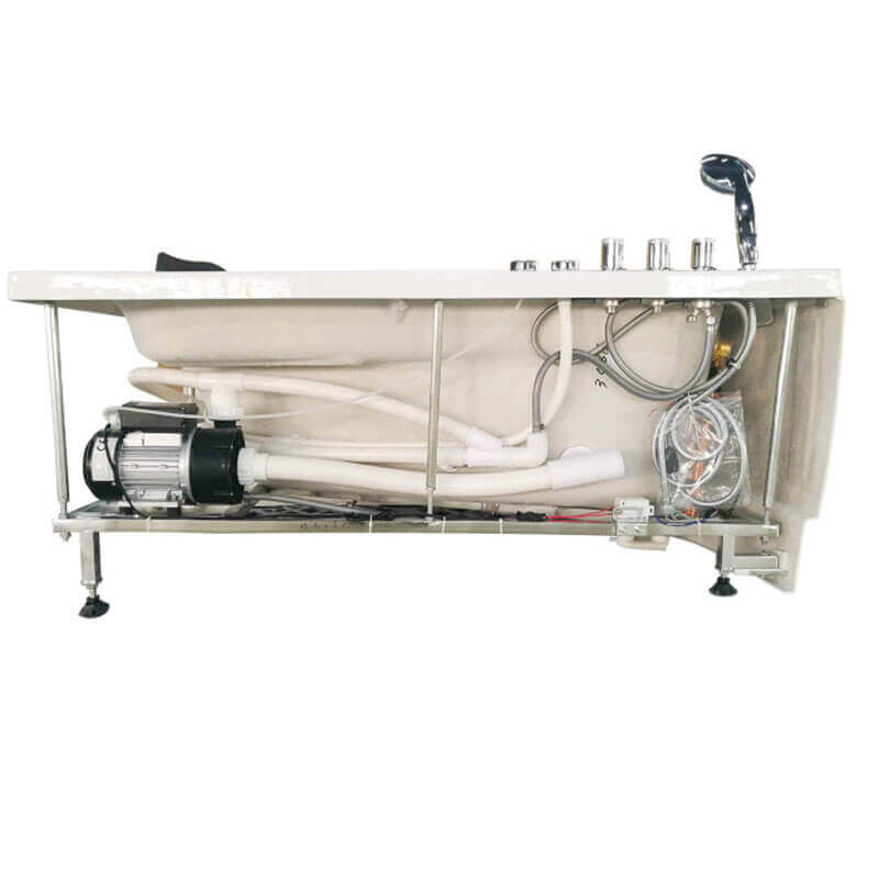 AM161-L 59 Single Person Corner White Acrylic Whirlpool Bathtub Underside Rim Fixtures