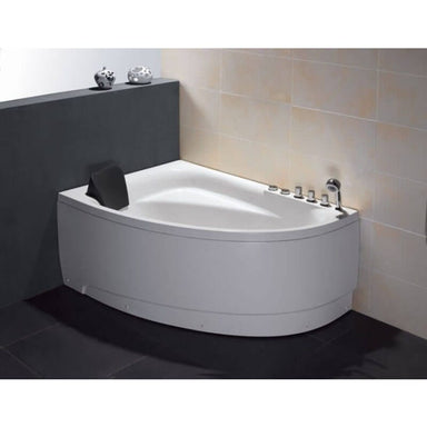 AM161-R 59 Single Person Corner White Acrylic Whirlpool Bathtub Front View