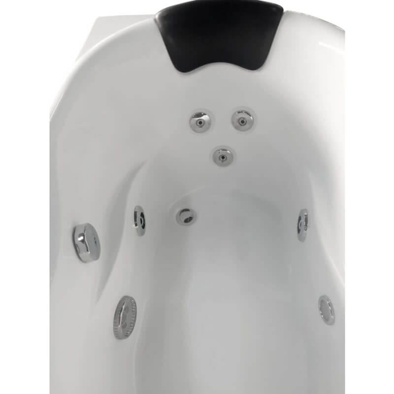 AM175-L 57 inch White Acrylic Jetted Whirlpool Bathtub with Fixtures Headrest and Jets
