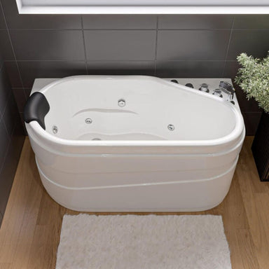 AM175-R 57 inch White Acrylic Jetted Whirlpool Bathtub with Fixtures Bathroom Set up