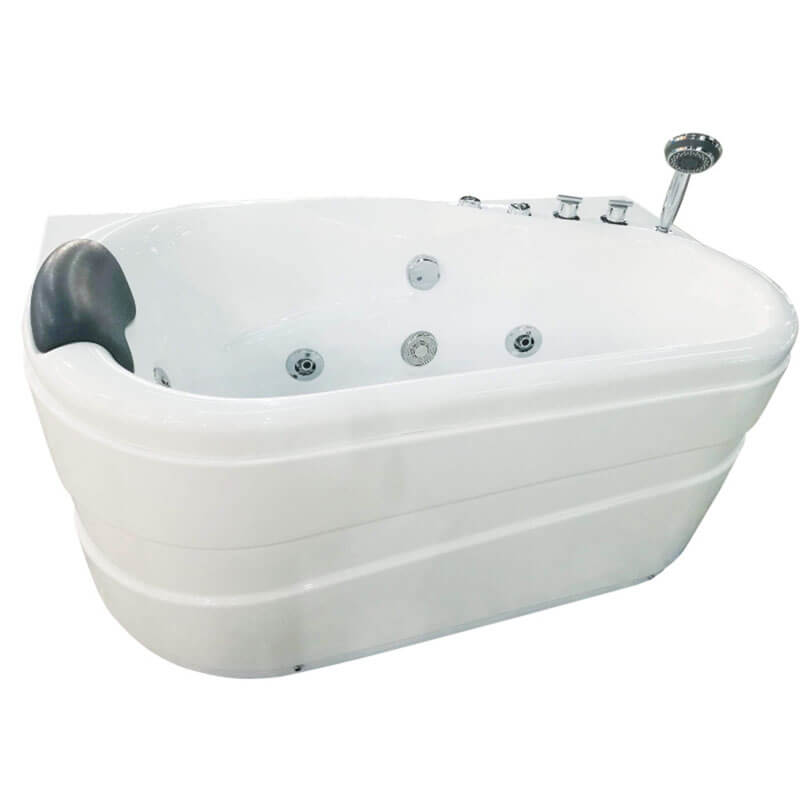 AM175-R 57 inch White Acrylic Jetted Whirlpool Bathtub with Fixtures Corner View
