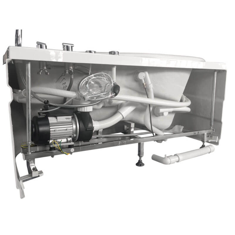 AM175-R 57 inch White Acrylic Jetted Whirlpool Bathtub with Fixtures Metal Support Brackets and Frame