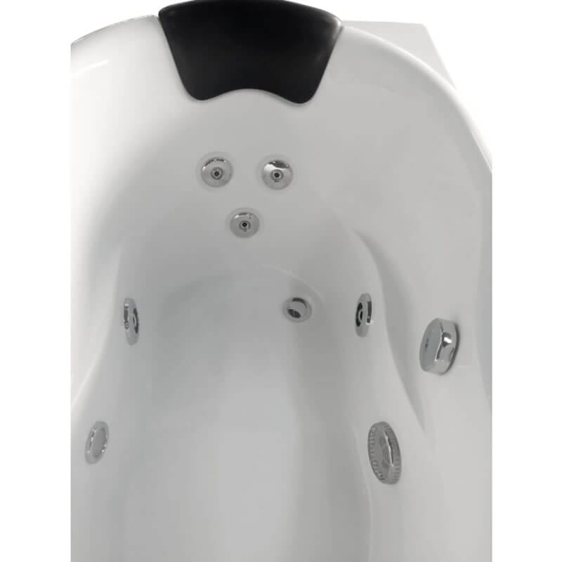 AM175-R 57'' White Acrylic Jetted Whirlpool Bathtub with Fixtures Black Headrest