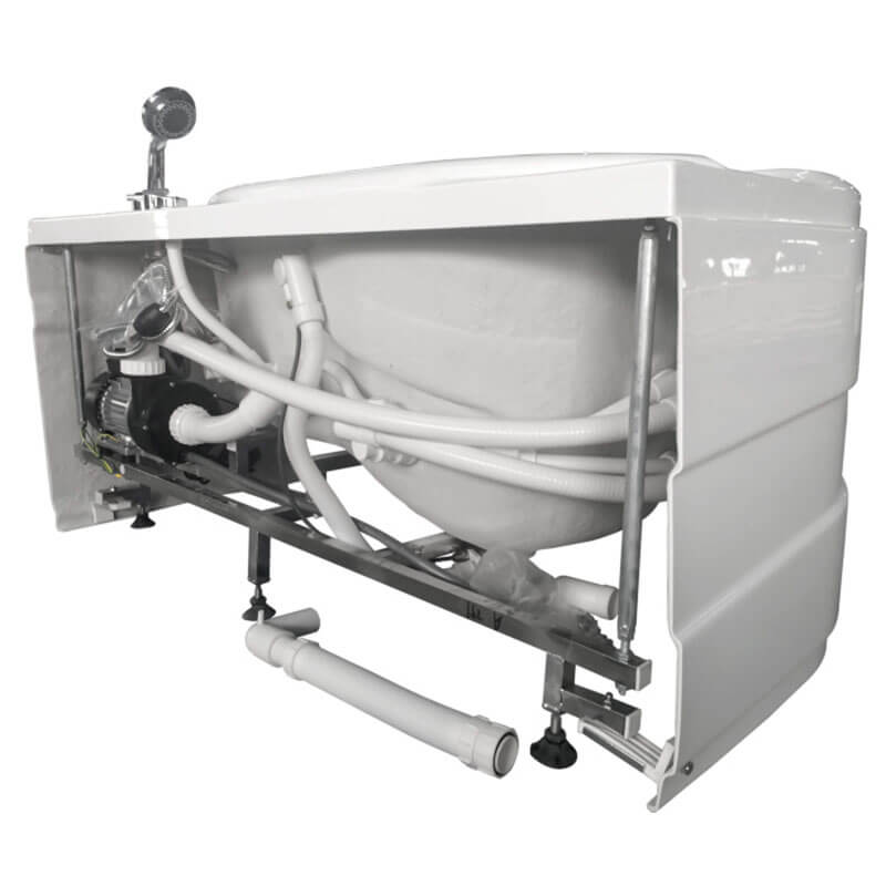 AM175-R 57'' White Acrylic Jetted Whirlpool Bathtub with Fixtures Flexible Hoses and Pvc Pipes