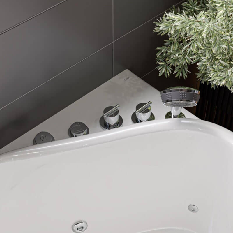 AM175-R 57'' White Acrylic Jetted Whirlpool Bathtub with Fixtures Four Circular Knobs