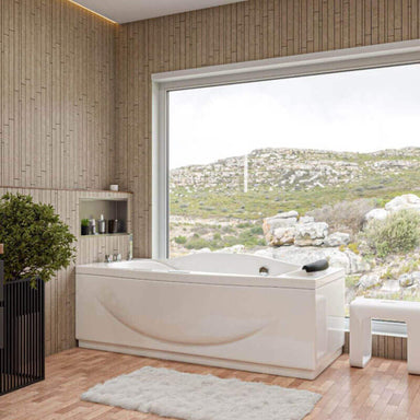 AM189ETL-L 6 ft Right Drain Acrylic White Whirlpool Bathtub with Fixtures Bathroom Set Up