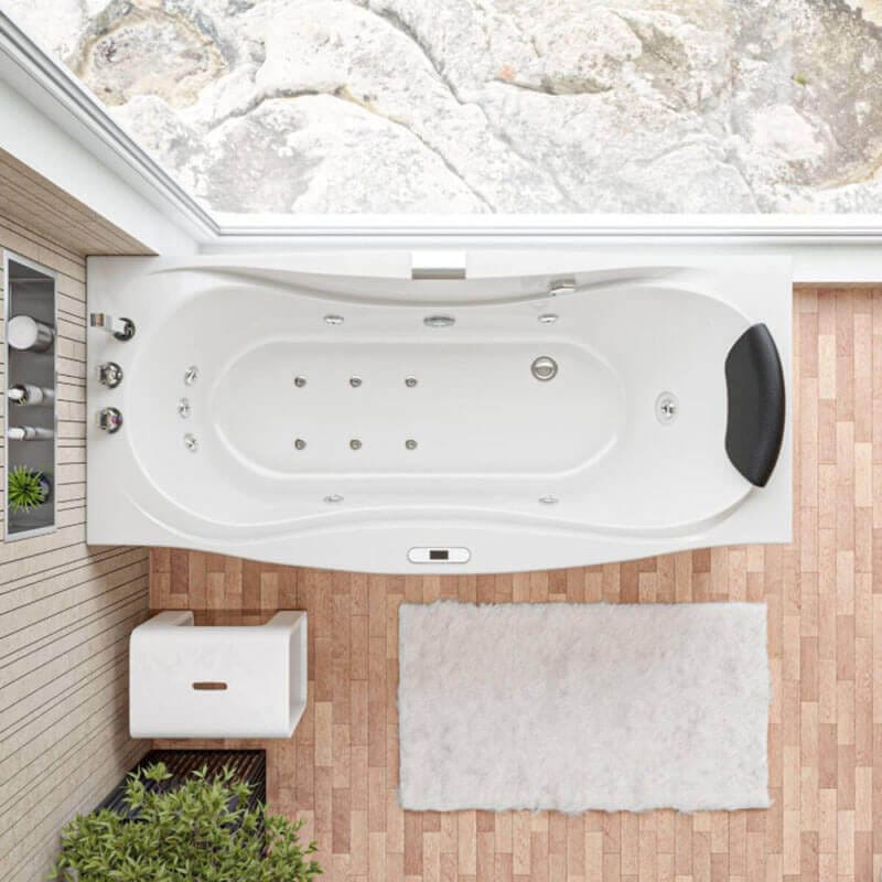 AM189ETL-L 6 ft Right Drain Acrylic White Whirlpool Bathtub with Fixtures Top View
