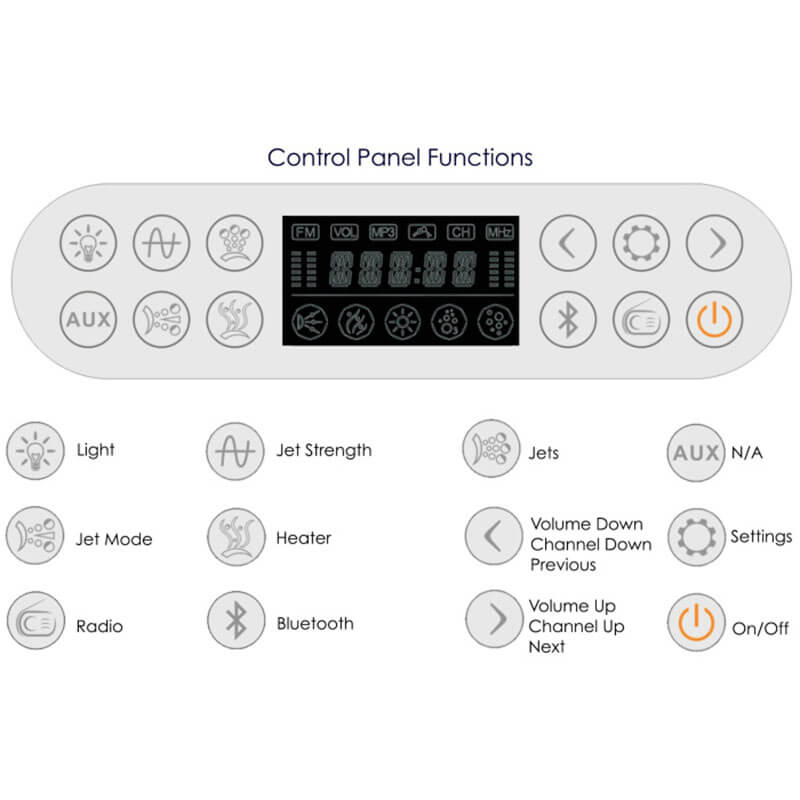 AM189ETL-R 6 ft Left Drain Acrylic White Whirlpool Bathtub with Fixtures Control Panel