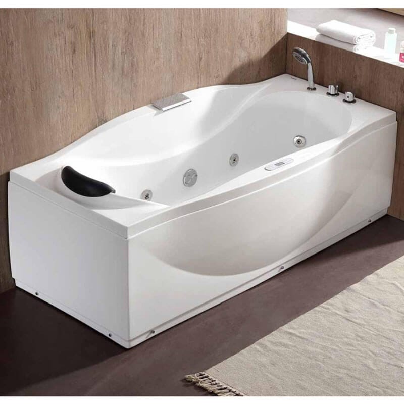 AM189ETL-R 6 ft Left Drain Acrylic White Whirlpool Bathtub with Fixtures Corner View