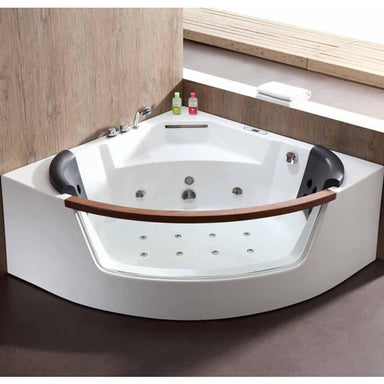 Am197etl 5 Ft Clear Rounded Corner Acrylic Whirlpool Bathtub for Two Front View