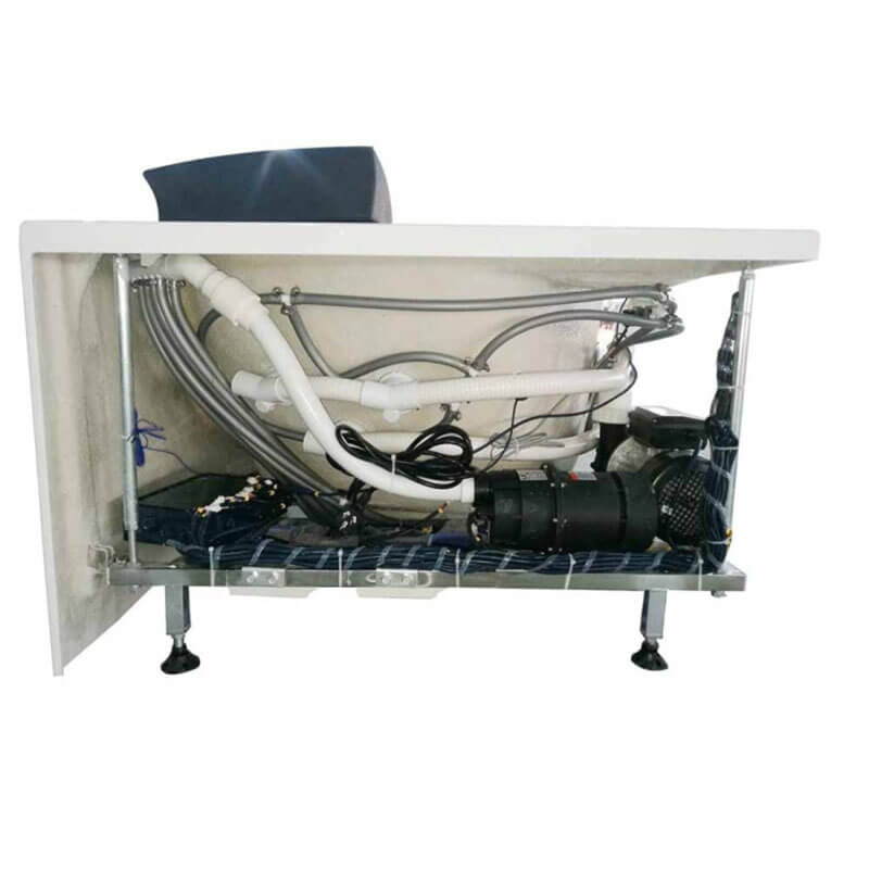 AM198ETL-L 5 ft Clear Rounded Left Corner Acrylic Whirlpool Bathtub White and Gray Pipes