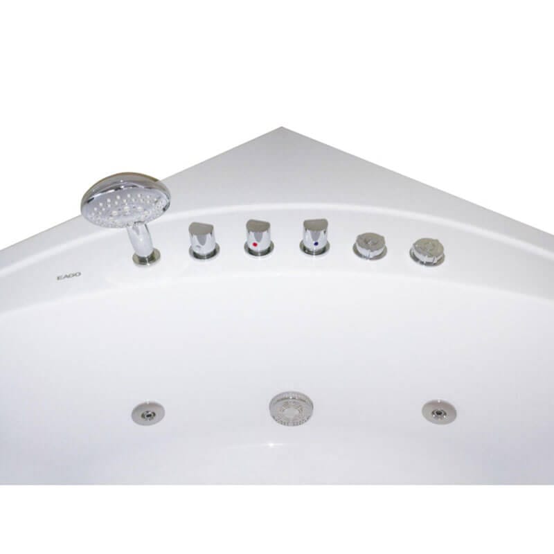 AM200 5' Rounded Modern Double Seat Corner Whirlpool Bathtub with Fixtures Handheld Chrome Showerhead