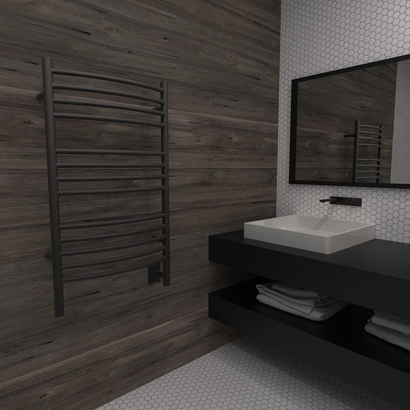 Amba Jeeves Model C Curved in Oil Rubbed Bronze Corner View Lifestyle