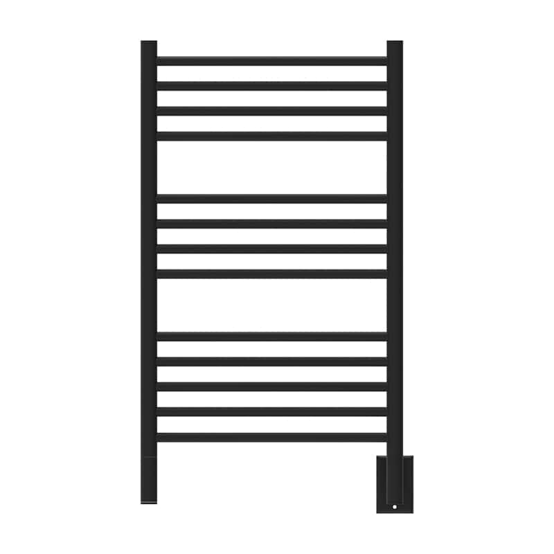 Amba Jeeves Model C Straight 13 Bar Hardwired Towel Warmer in Matte Black Front View