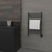 Amba Jeeves Model C Straight in Matte Black Corner View Mounted With White Towel