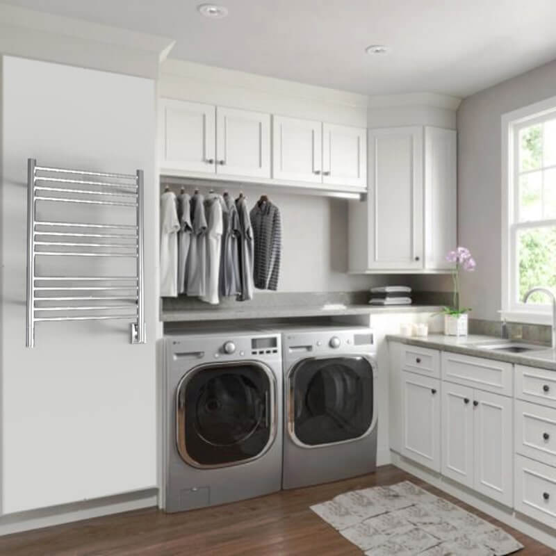 Amba Jeeves Model C Straight in Polished Stainless Mounted on Laundry Room