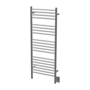 Amba Jeeves Model D Straight 20 Bar Hardwired Towel Warmer in Brushed Stainless Corner View