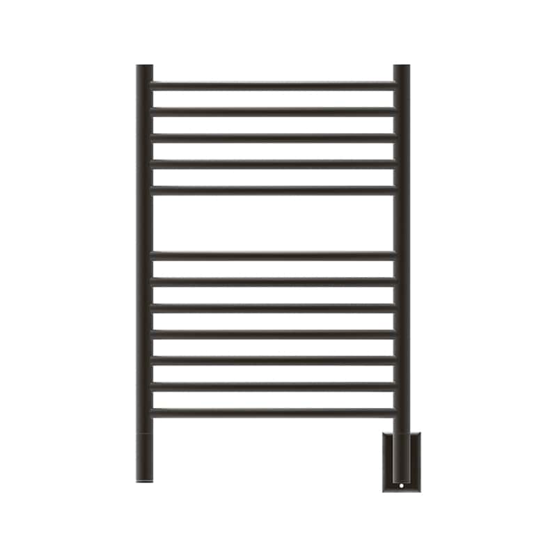Amba Jeeves Model E Curved 12 Bar Hardwired Towel Warmer in Matte Black Front View